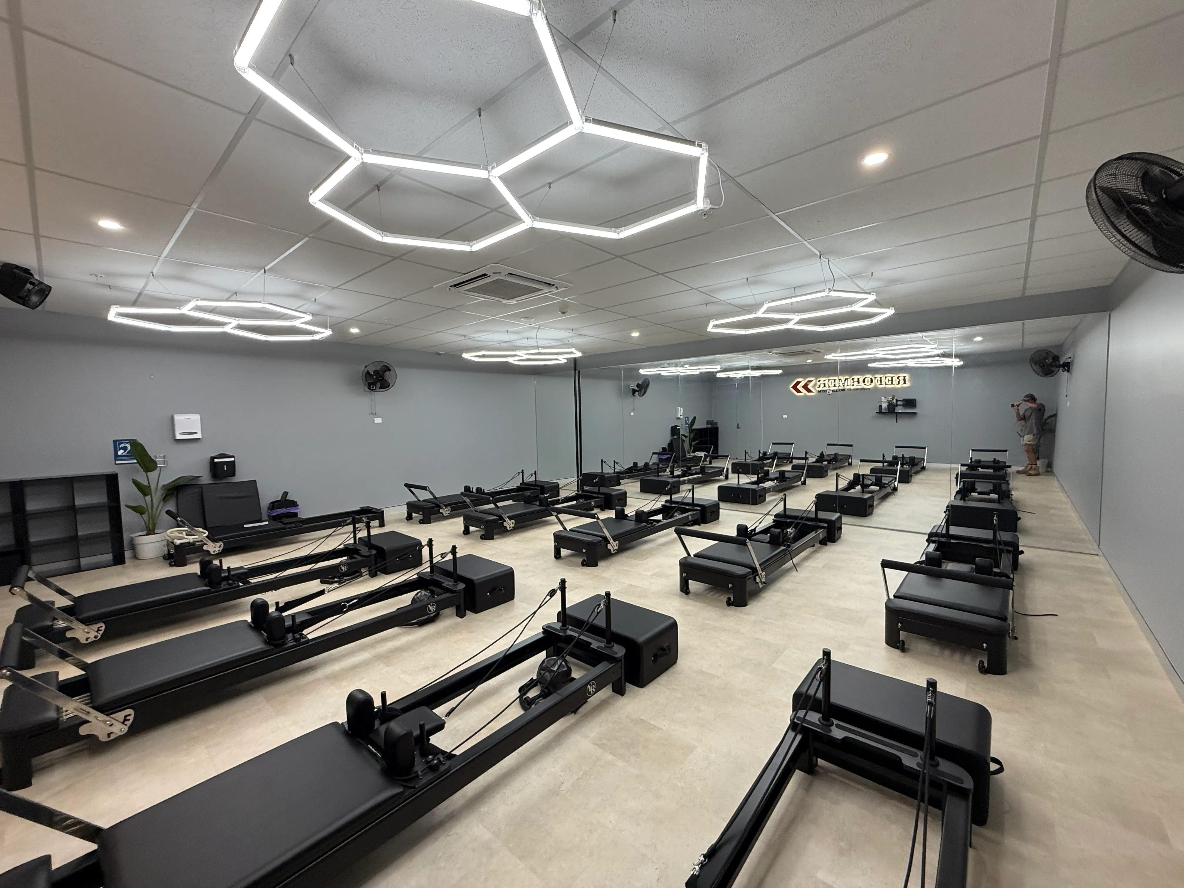 World Gym Coffs Harbour reformer studio fit-out — view 2 by Akers Construction