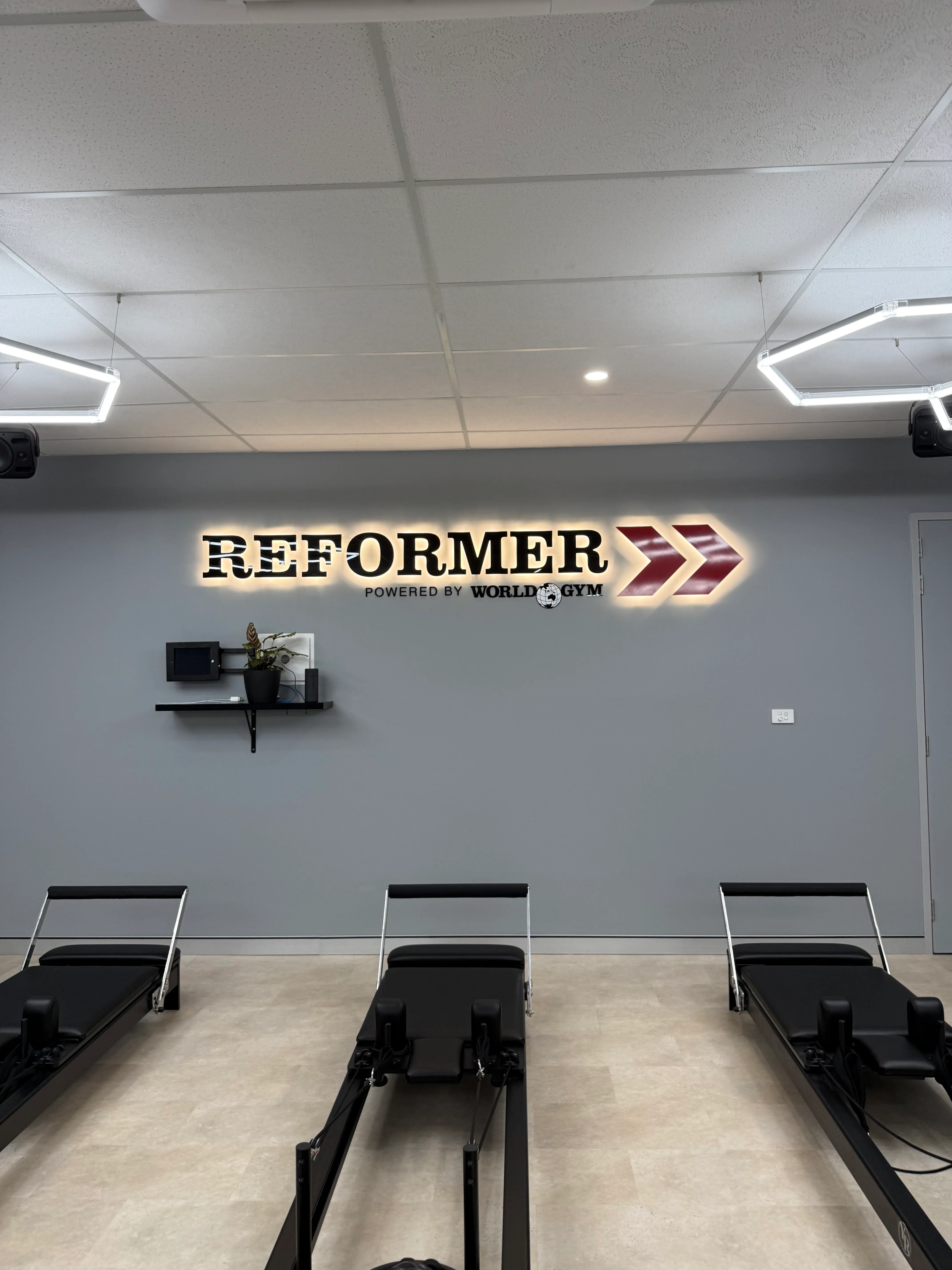 World Gym Coffs Harbour reformer studio fit-out — detail view by Akers Construction